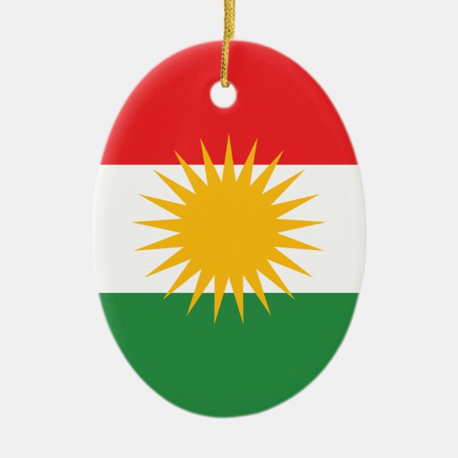 Kurdistan Flag Ceramic Tree Decoration (Front)