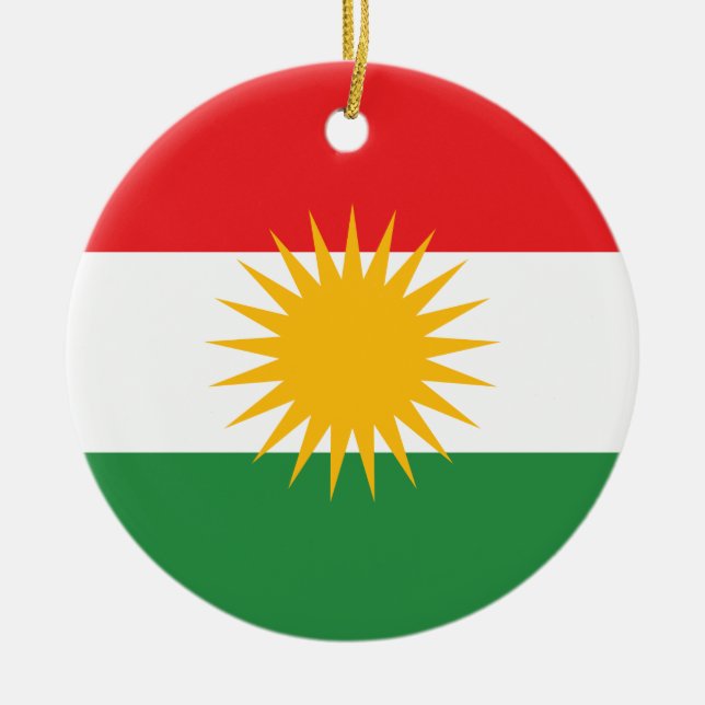 Kurdistan Flag Ceramic Tree Decoration (Front)