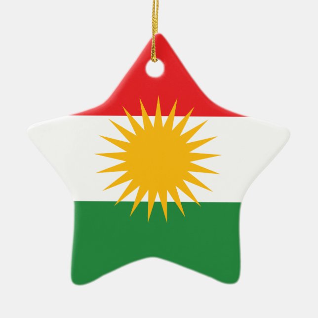 Kurdistan Flag Ceramic Tree Decoration (Front)