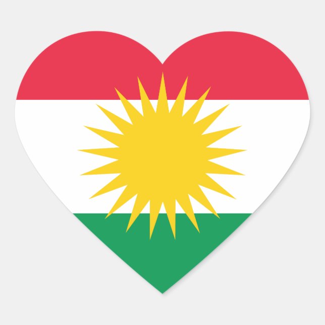 Kurdistan Flag Heart Sticker (Front)