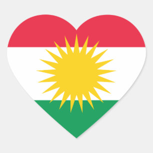 Kurdistan Flag Heart Sticker