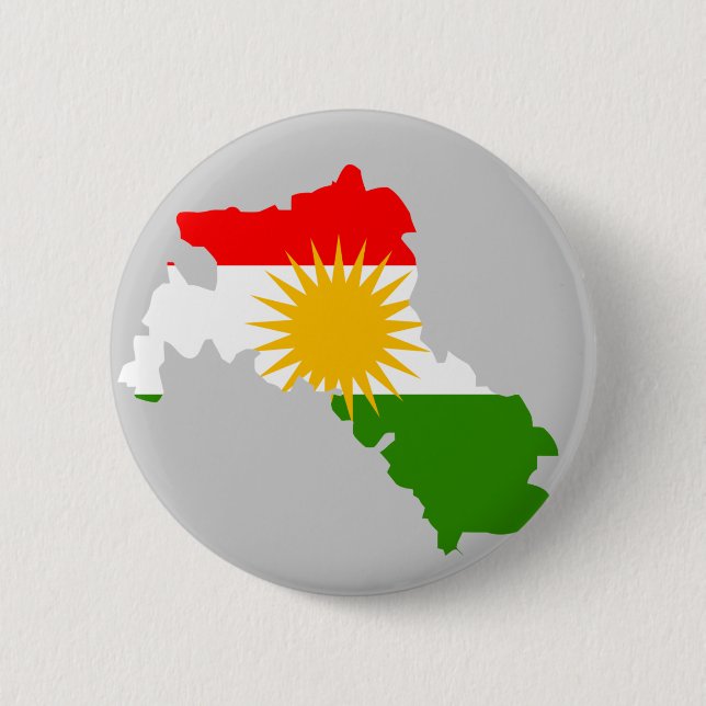 Kurdistan flag map 6 cm round badge (Front)