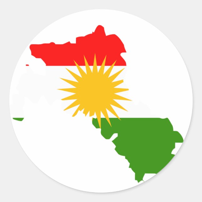Kurdistan flag map classic round sticker (Front)