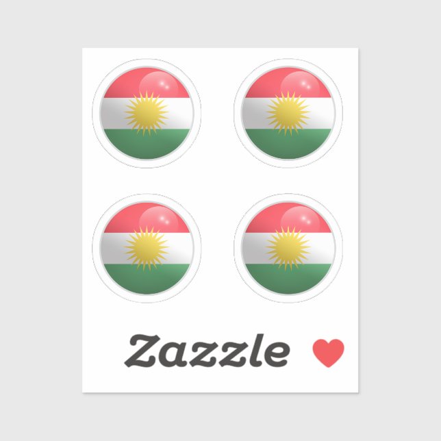 Kurdistan Glossy Circle Flag (Sheet)