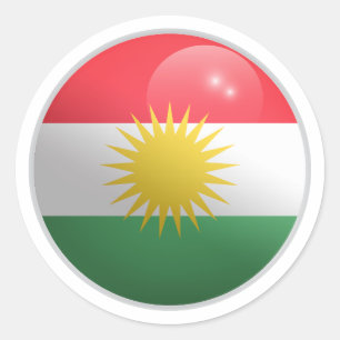 Kurdistan Glossy Circle Flag Classic Round Sticker