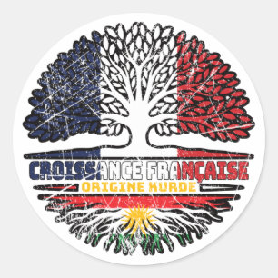 Kurdistan Kurdish French France Tree Roots Flag Classic Round Sticker