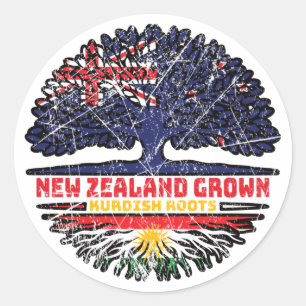 Kurdistan Kurdish New Zealander New Zealand Tree Classic Round Sticker