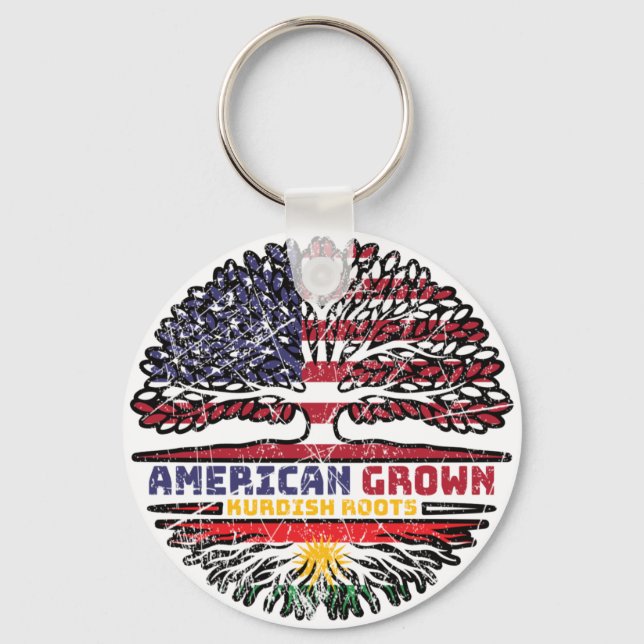 Kurdistan Kurdish US American USA United States Tr Key Ring (Front)