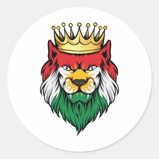 Kurdistan  Lion King Flag Classic Round Sticker (Front)