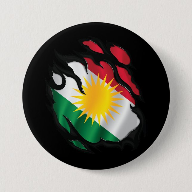 Kurdistan Ripped Flag 7.5 Cm Round Badge (Front)
