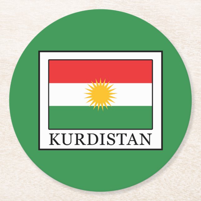 Kurdistan Round Paper Coaster (Front)