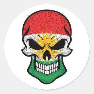 Kurdistan Smiling Skull Flag  Classic Round Sticker