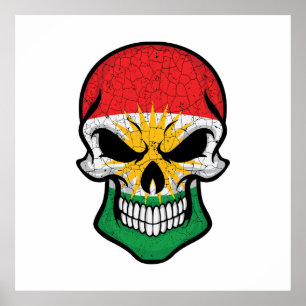 Kurdistan Smiling Skull Flag  Poster