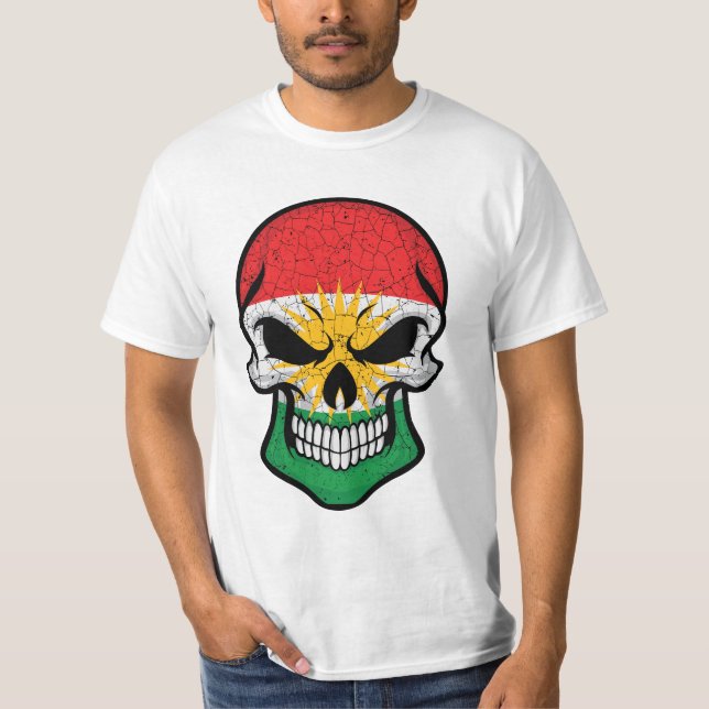 Kurdistan Smiling Skull Flag  T-Shirt (Front)