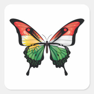 Kurdistan Swallowtail Butterfly Flag Square Sticker