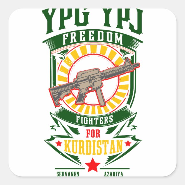 KURDISTAN - YPG - YPJ Freedom Warrior Square Sticker (Front)