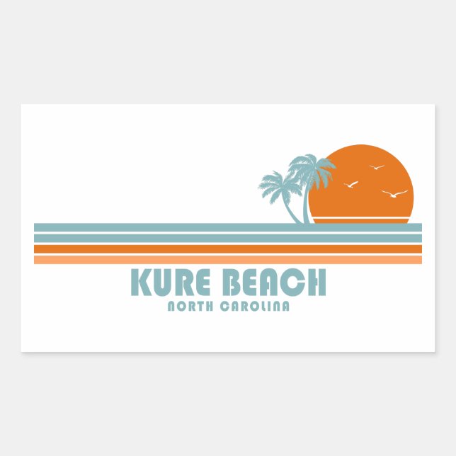 Kure Beach North Carolina Sun Palm Trees Rectangular Sticker (Front)