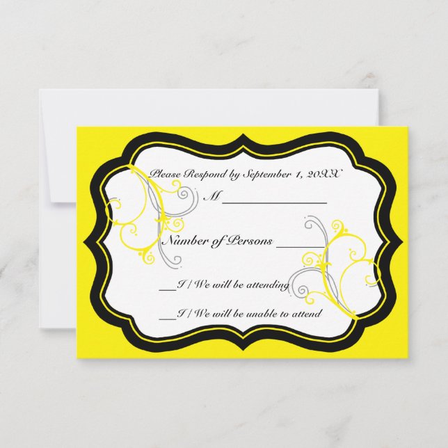 Kurli-Q Ivory B (Yellow) RSVP Card (Front)