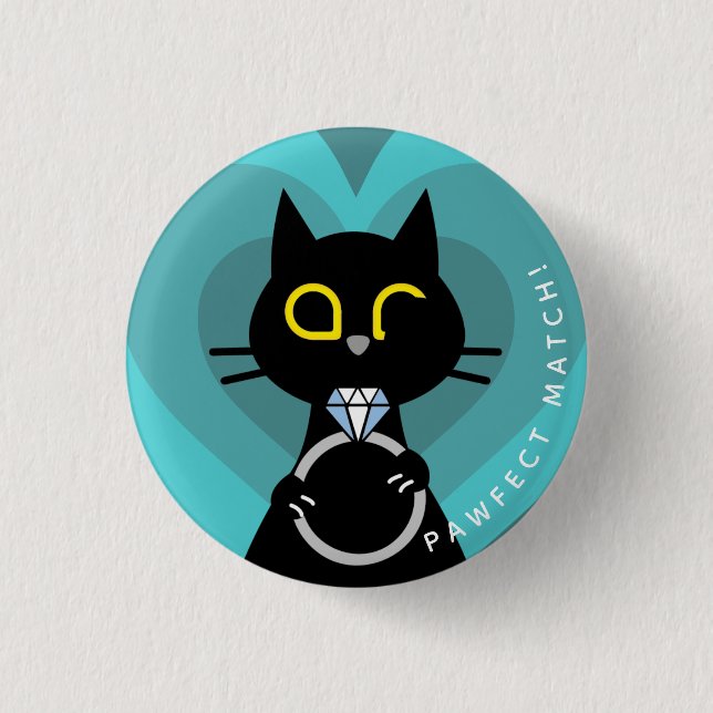 Kuro Catto Proposal Badge – Funny Cat Engagement (Front)