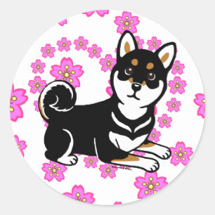 Kuro Shiba Inu dog cartoon Classic Round Sticker