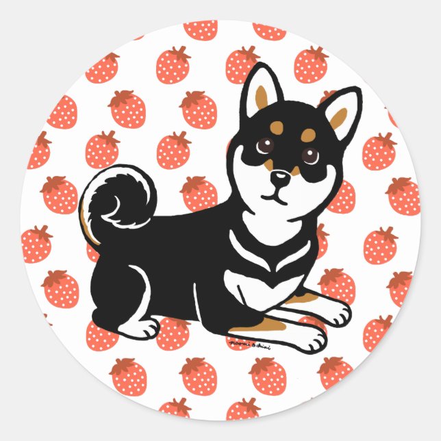 Kuro Shiba Inu dog cartoon Classic Round Sticker (Front)