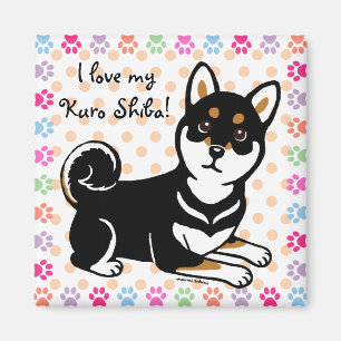 Kuro Shiba Inu dog cartoon Magnet