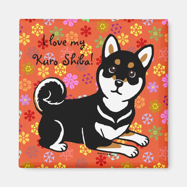 Kuro Shiba Inu dog cartoon Magnet (Front)