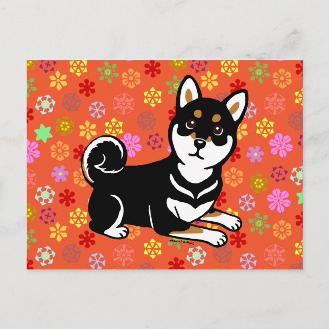 Kuro Shiba Inu dog cartoon Postcard (Front)