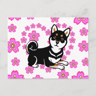 Kuro Shiba Inu dog cartoon Postcard