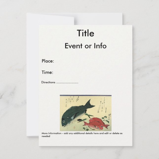 Kurodai & Akadai - Hiroshige's Japanese Fish Print Invitation (Back)
