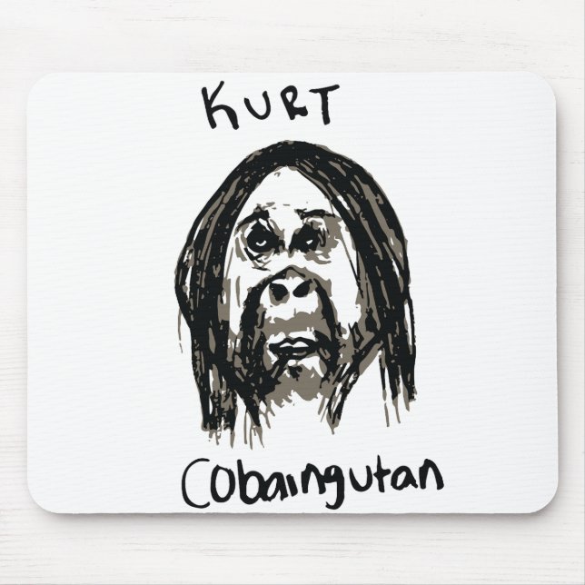 Kurt Cobain Hand Drawn Grungy Mouse Mat (Front)