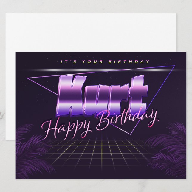 Kurt Name First Name lilac retro card birthday (Front/Back)