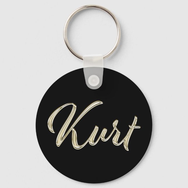 Kurt Name whitegold Button Schlüsselanhänger Key Ring (Front)