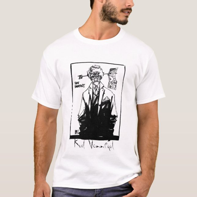 Kurt Vonnegut black and white T-Shirt (Front)