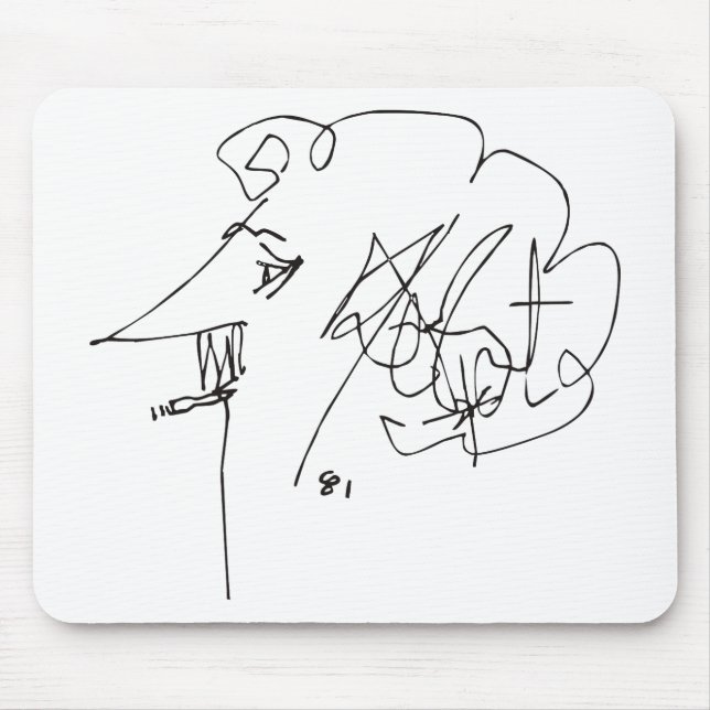 Kurt Vonnegut Self-Portrait Mouse Mat (Front)
