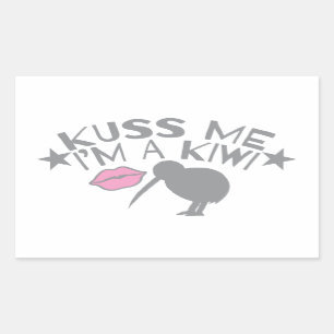 Kuss (Kiss) me I'm a KIWI cute New Zealand accent Rectangular Sticker