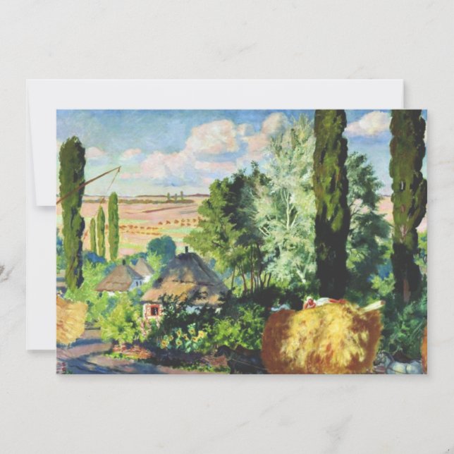 Kustodiev - Landscape in Ukraine, Card (Front)