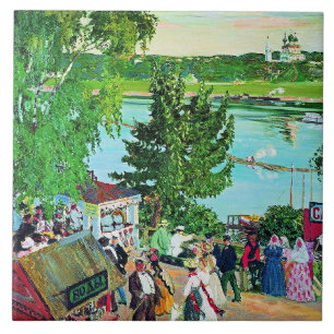 Kustodiev - Promenade along the Volga, Tile