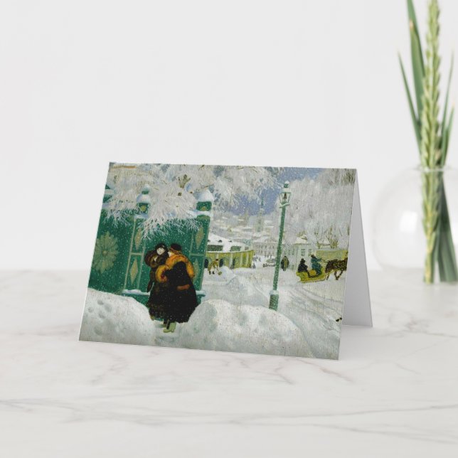 Kustodiev - Winter Scene, fine art painting Card (Front)