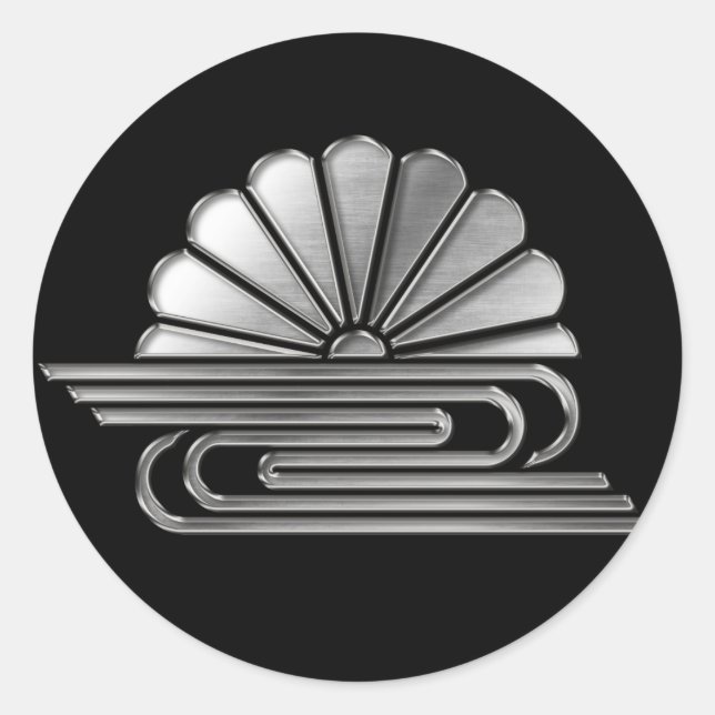 Kusunoki Clan Kamon Silver Chrome Classic Round Sticker (Front)