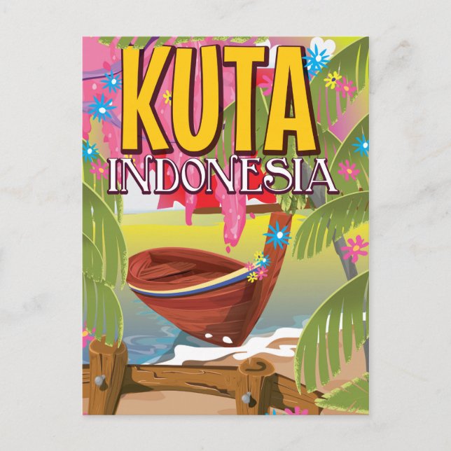 Kuta Indonesia travel poster Postcard (Front)