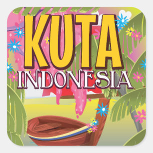 Kuta Indonesia travel poster Square Sticker