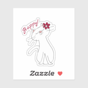 Kute Kitty White Cat Happy 