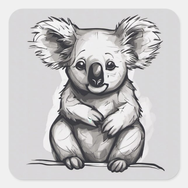 Kute Koala Square Sticker (Front)