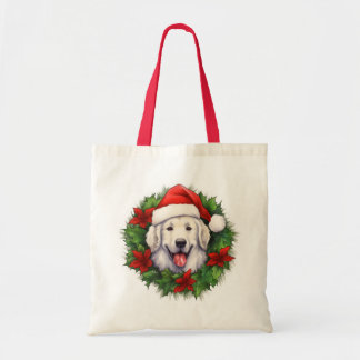 Kuvasz Christmas Wreath Tote Bag