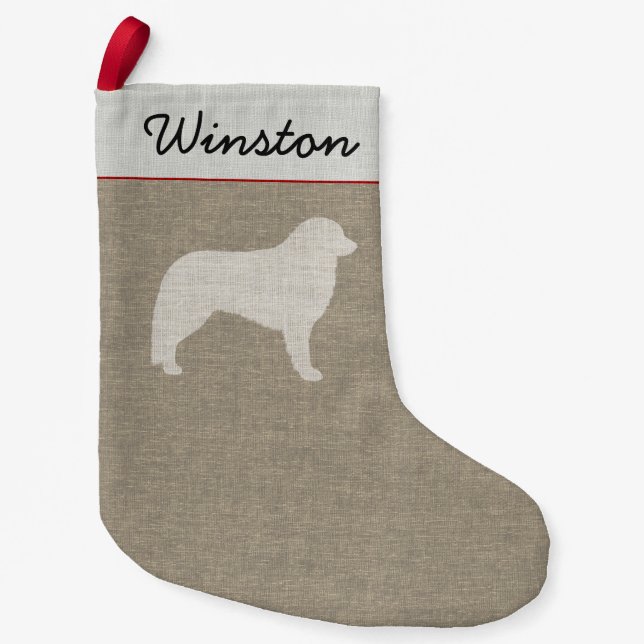 Kuvasz Dog Silhouette Personalised Holiday Small Christmas Stocking (Front)