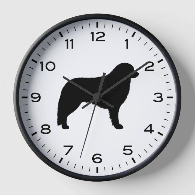 Kuvasz Dog Silhouette with Numbers and Minutes Clock (Front)