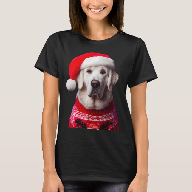 Kuvasz Dog With Santa Hat Christmas Xmas Owner Lov T-Shirt (Front)