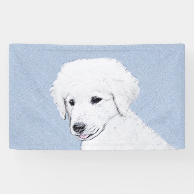 Kuvasz Painting - Cute Original Dog Art Banner (Horizontal)