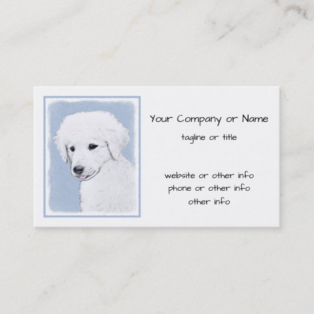 Kuvasz Painting - Cute Original Dog Art Business Card (Front)
